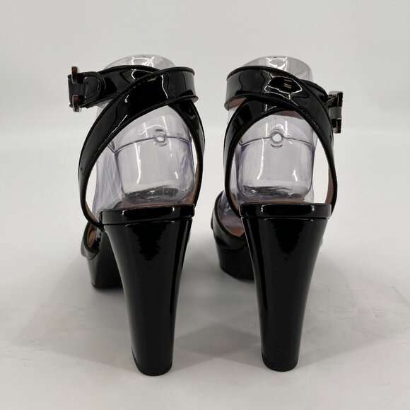 LAUREN Ralph Lauren Sasha Patent Leather Platform Sandal Size 8B Black Heels - Picture 6 of 16